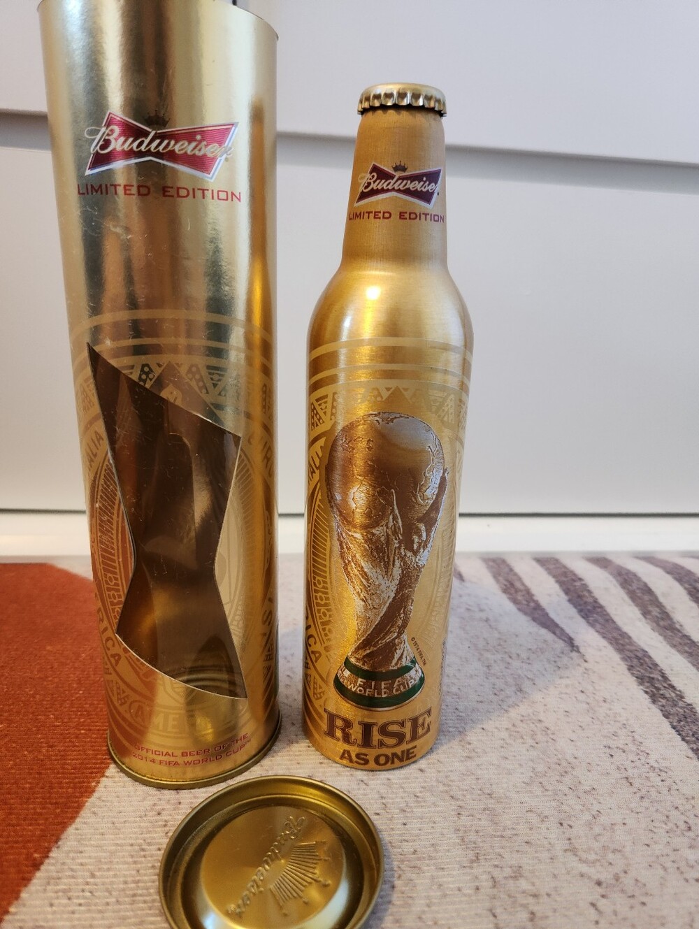 Budweiser 2014 FIFA World Cup Limited Edition Gold Sealed Bottle With Tin